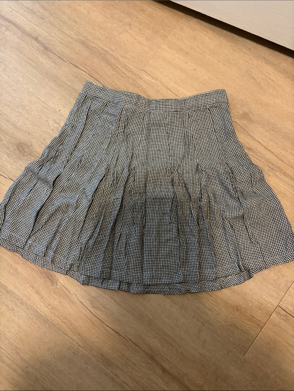 Japna Black & White Gingham Pleated Mini Skirt